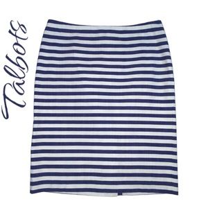 TALBOTS Nautical Cotton Blue White Striped Pencil Skirt - Women’s 6